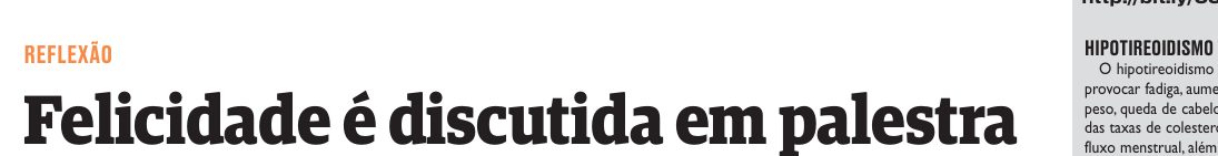 Felicidade é discutida em palestra, Folha de Pernambuco